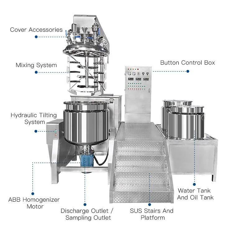 High Shear Stainless Steel 100L Cream Mayonnaise Making Mixer Vacuum Emulsifying Homogenizing Machine Blender Equipment