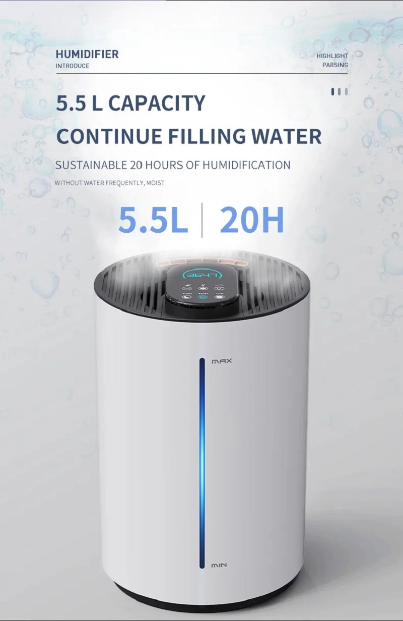 5.5L Anion Air Purifier Ultrasonic Warm Cool Mist Humidifiers Hypochorous Acid Generator